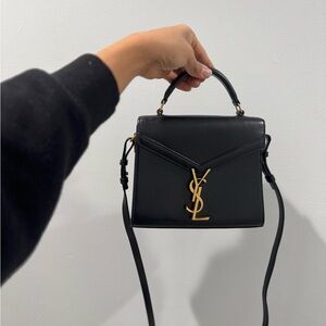 Yves Saint Laurent Black Crossbody Bag with Gold Logo